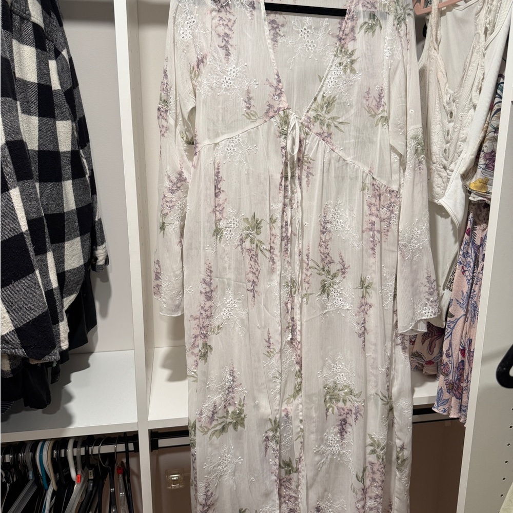 Floral Lace Long Cover Up